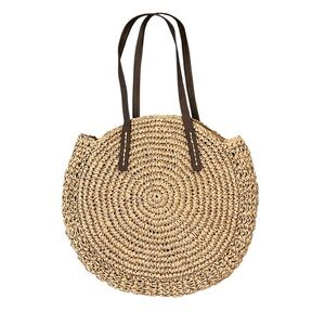 Stylish Tan Woven Tote Bag